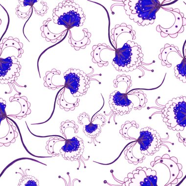 Çiçekli ve yapraklı suluboya desenler etnik tarzda. Çiçek süsleme. Geleneksel şal deseni. Tekstil tasarım dokusu. Kabilesel etnik klasik dikişsiz model..