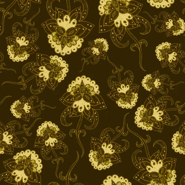 민족적 스타일로 나뭇잎 물색의 솔기없는 무늬이다 꽃장식 전통적 종이접기 디자인 — 스톡 사진