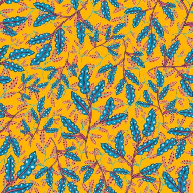 Çiçekli ve yapraklı suluboya desenler etnik tarzda. Çiçek süsleme. Geleneksel şal deseni. Tekstil tasarım dokusu. Kabilesel etnik klasik dikişsiz model..