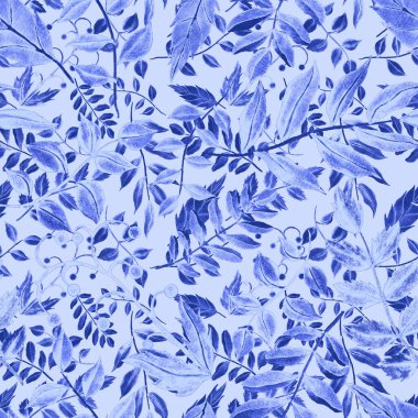 Vintage yapraklı suluboya desenli. Dekoratif tasarım için renkli yaprakları olan güzel bir botanik baskısı. Parlak bahar ya da yaz arkaplanı. Klasik düğün dekoru. Tekstil tasarımı.