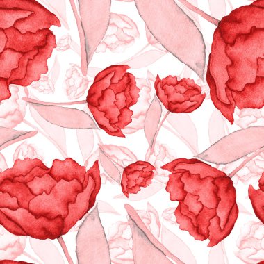 Çiçeklerle suluboya kusursuz desen. Klasik çiçek desenleri. Çiçeksiz desen. Botanik sanatı. Çiçek botanik koleksiyonu. Çiçek seti. Suluboya botanik tasarımı.