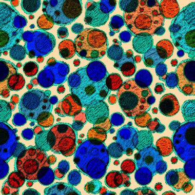 Renkli, soyut geometrik elementlerle yaratıcı, kusursuz desen. El yapımı doku. Grafik olarak soyut bir arkaplan. Çağdaş sanat. Moda modern tarzı.