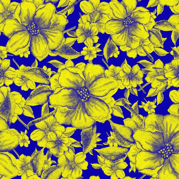 Acquerello Modello Senza Soluzione Continuità Con Fiori Modello Floreale Vintage — Foto Stock