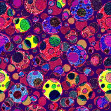 Renkli, soyut geometrik elementlerle yaratıcı, kusursuz desen. El yapımı doku. Grafik olarak soyut bir arkaplan. Çağdaş sanat. Moda modern tarzı.