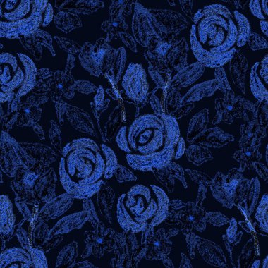 Balmumu pastel boyalarla çizilmiş soyut çiçekleri olan yaratıcı, pürüzsüz desen. Parlak renkli çiçek deseni.