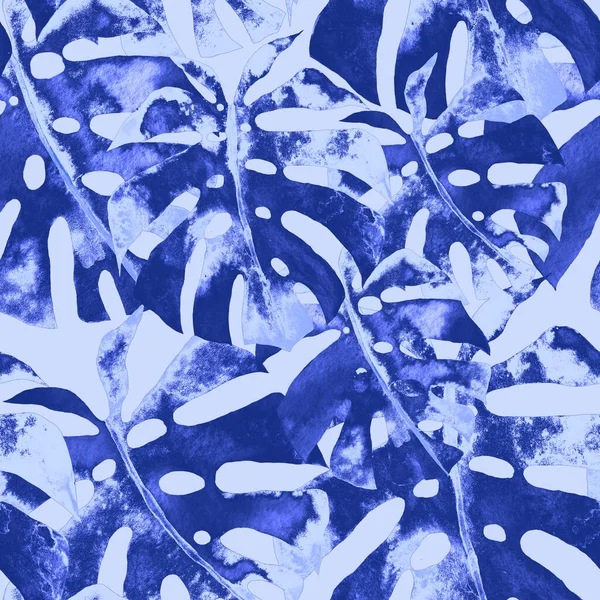 Akvarel Bezešvný Vzor Barevnými Abstraktními Tropickými Listy Jasné Letní Potisky — Stock fotografie