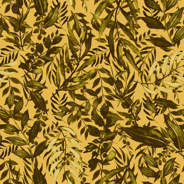 Padrão Sem Costura Aquarela Com Folhas Vintage Bela Impressão Botânica — Fotografia de Stock