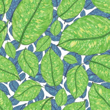 Tropikal yapraklarla suluboya kusursuz desen. Elle çizilmiş egzotik bitkilerle çok güzel bir iz. Mayo botanik tasarımı.