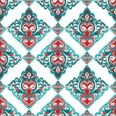 Renkli örgü desenli, klasik tarzda. Zarif bir etnik köken. El çizimi doğu sanatı. Kusursuz geometrik bağ dokusu.