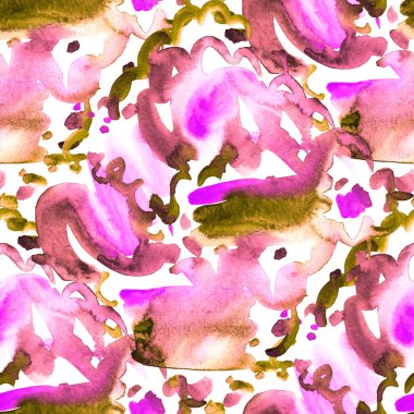 Suluboya, soyut, kusursuz desen. Parlak el yapımı elementlerle yaratıcı doku. Soyut renkli yazdırma.