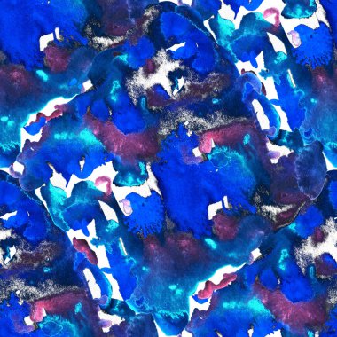 Suluboya, soyut, kusursuz desen. Parlak el yapımı elementlerle yaratıcı doku. Soyut renkli yazdırma.