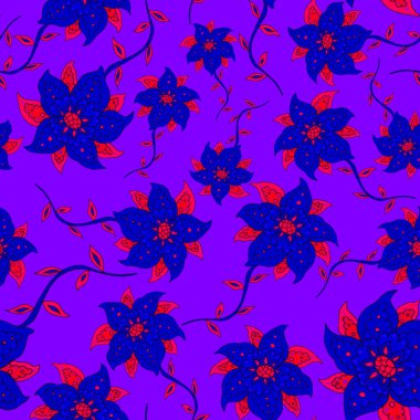 Çiçekli ve yapraklı suluboya desenler etnik tarzda. Çiçek süsleme. Geleneksel şal deseni. Tekstil tasarım dokusu. Kabilesel etnik klasik dikişsiz model..