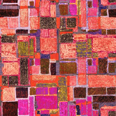 Renkli, soyut geometrik elementlerle yaratıcı, kusursuz desen. El yapımı doku. Grafik olarak soyut bir arkaplan. Çağdaş sanat. Moda modern tarzı.