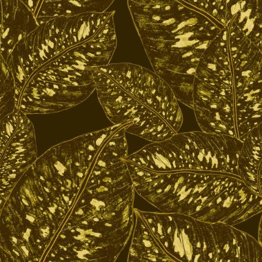 Tropikal yapraklarla suluboya kusursuz desen. Elle çizilmiş egzotik bitkilerle çok güzel bir iz. Mayo botanik tasarımı.