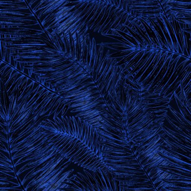 Tropikal yapraklarla suluboya kusursuz desen. Elle çizilmiş egzotik bitkilerle çok güzel bir iz. Mayo botanik tasarımı.