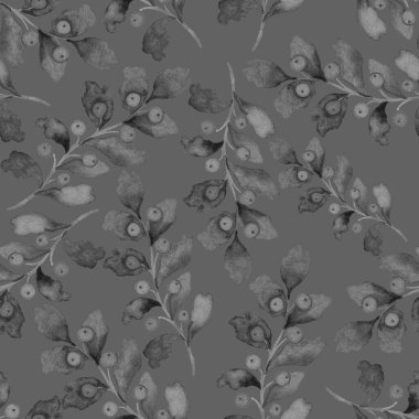 Vintage yapraklı suluboya desenli. Dekoratif tasarım için renkli yaprakları olan güzel bir botanik baskısı. Parlak bahar ya da yaz arkaplanı. Klasik düğün dekoru. Tekstil tasarımı.