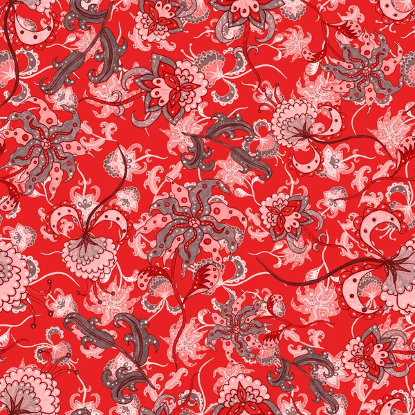 민족적 스타일로 나뭇잎 물색의 솔기없는 무늬이다 꽃장식 전통적 종이접기 디자인 — 스톡 사진
