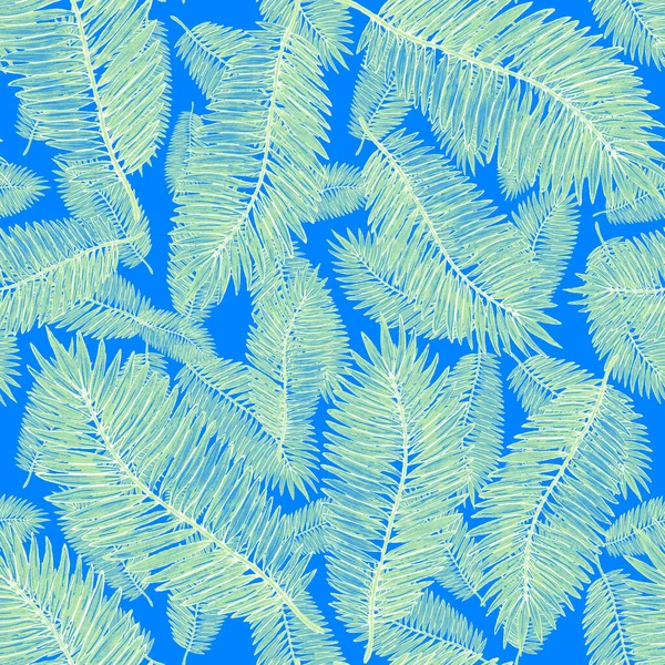 Tropikal yapraklarla suluboya kusursuz desen. Elle çizilmiş egzotik bitkilerle çok güzel bir iz. Mayo botanik tasarımı.