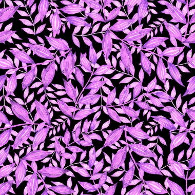 Vintage yapraklı suluboya desenli. Dekoratif tasarım için renkli yaprakları olan güzel bir botanik baskısı. Parlak bahar ya da yaz arkaplanı. Klasik düğün dekoru. Tekstil tasarımı.