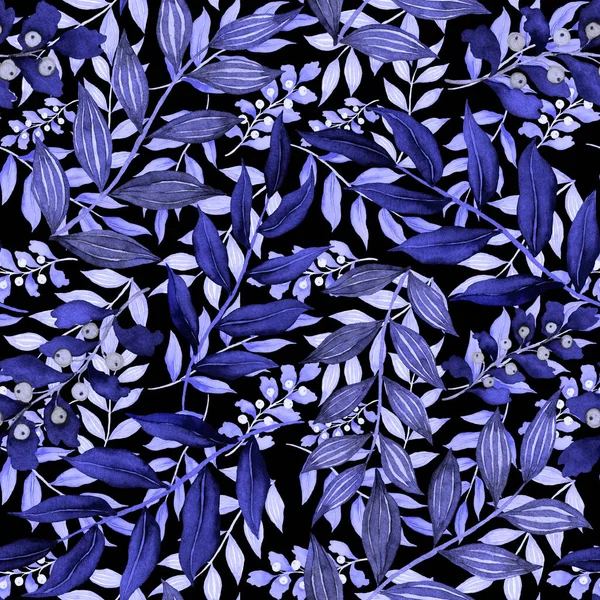 Akvarel Bezešvný Vzor Vinobraním Listů Krásný Botanický Potisk Barevným Listím — Stock fotografie