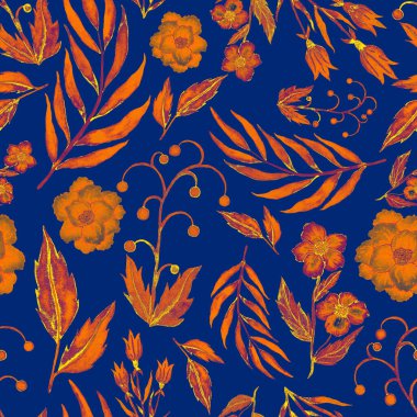 Çiçeklerle suluboya kusursuz desen. Klasik çiçek desenleri. Çiçeksiz desen. Botanik sanatı. Çiçek botanik koleksiyonu. Çiçek seti. Suluboya botanik tasarımı.