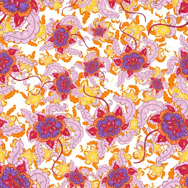 Aquarell Nahtloses Muster Mit Blüten Und Blättern Ethnischen Stil Blumenschmuck — Stockfoto