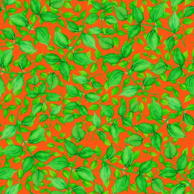 Vintage yapraklı suluboya desenli. Dekoratif tasarım için renkli yaprakları olan güzel bir botanik baskısı. Parlak bahar ya da yaz arkaplanı. Klasik düğün dekoru. Tekstil tasarımı.