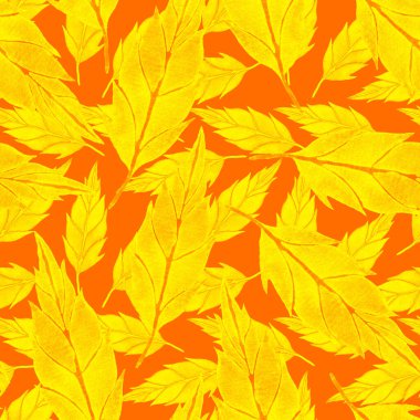 Vintage yapraklı suluboya desenli. Dekoratif tasarım için renkli yaprakları olan güzel bir botanik baskısı. Parlak bahar ya da yaz arkaplanı. Klasik düğün dekoru. Tekstil tasarımı.