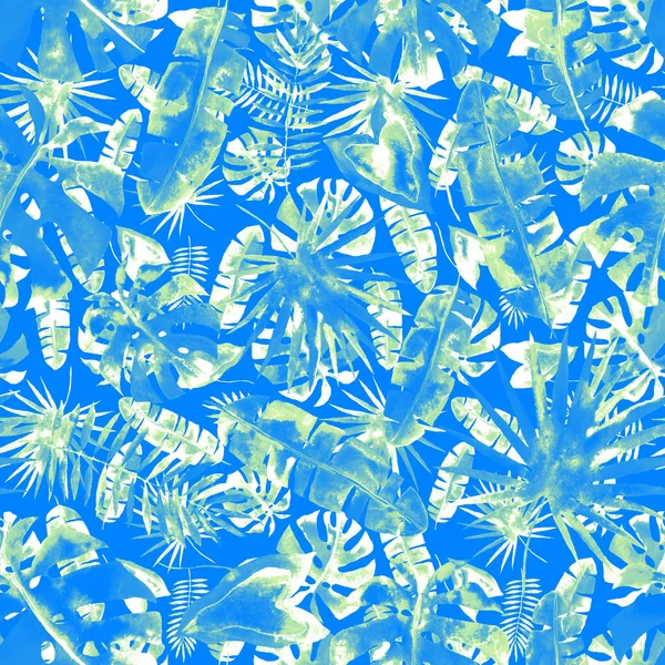 Aquarelle Motif Sans Couture Avec Des Feuilles Tropicales Abstraites Colorées — Photo