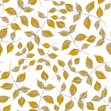 Vintage yapraklı suluboya desenli. Dekoratif tasarım için renkli yaprakları olan güzel bir botanik baskısı. Parlak bahar ya da yaz arkaplanı. Klasik düğün dekoru. Tekstil tasarımı.