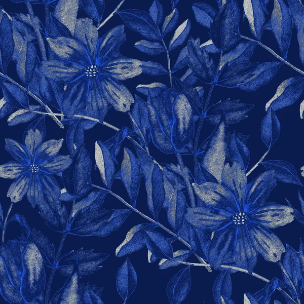 Akvarel Hladký Vzor Květinami Ročník Květinový Vzor Bezešvé Květinové Vzory — Stock fotografie