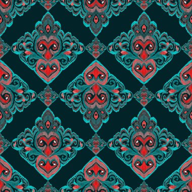 Renkli örgü desenli, klasik tarzda. Zarif bir etnik köken. El çizimi doğu sanatı. Kusursuz geometrik bağ dokusu.