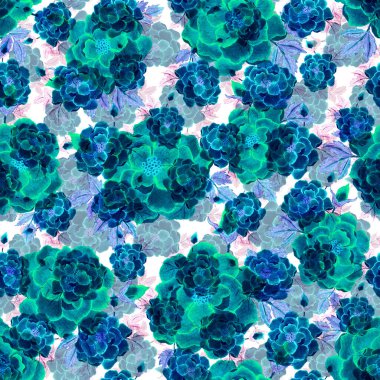 Çiçeklerle suluboya kusursuz desen. Klasik çiçek desenleri. Çiçeksiz desen. Botanik sanatı. Çiçek botanik koleksiyonu. Çiçek seti. Suluboya botanik tasarımı.