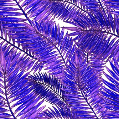 Tropikal yapraklarla suluboya kusursuz desen. Elle çizilmiş egzotik bitkilerle çok güzel bir iz. Mayo botanik tasarımı.