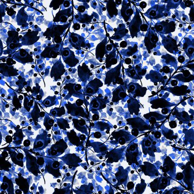 Vintage yapraklı suluboya desenli. Dekoratif tasarım için renkli yaprakları olan güzel bir botanik baskısı. Parlak bahar ya da yaz arkaplanı. Klasik düğün dekoru. Tekstil tasarımı.