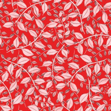 Vintage yapraklı suluboya desenli. Dekoratif tasarım için renkli yaprakları olan güzel bir botanik baskısı. Parlak bahar ya da yaz arkaplanı. Klasik düğün dekoru. Tekstil tasarımı.