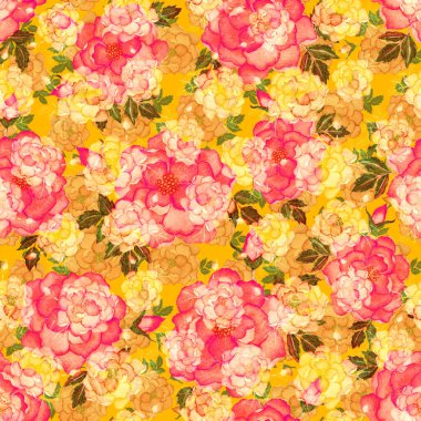 Çiçeklerle suluboya kusursuz desen. Klasik çiçek desenleri. Çiçeksiz desen. Botanik sanatı. Çiçek botanik koleksiyonu. Çiçek seti. Suluboya botanik tasarımı.