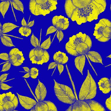 Çiçeklerle suluboya kusursuz desen. Klasik çiçek desenleri. Çiçeksiz desen. Botanik sanatı. Çiçek botanik koleksiyonu. Çiçek seti. Suluboya botanik tasarımı.