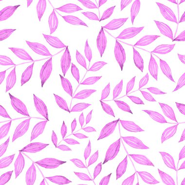 Vintage yapraklı suluboya desenli. Dekoratif tasarım için renkli yaprakları olan güzel bir botanik baskısı. Parlak bahar ya da yaz arkaplanı. Klasik düğün dekoru. Tekstil tasarımı.