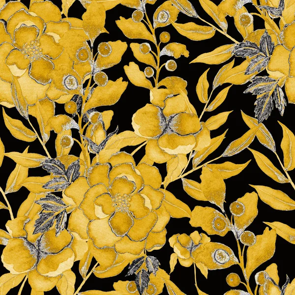 Akvarell Sömlöst Mönster Med Blommor Vintage Blommönster Blomma Sömlöst Mönster — Stockfoto