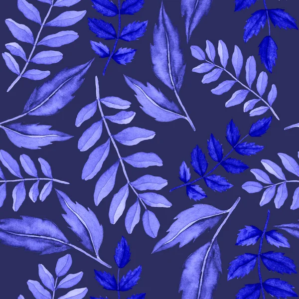 Vintage yapraklı suluboya desenli. Dekoratif tasarım için renkli yaprakları olan güzel bir botanik baskısı. Parlak bahar ya da yaz arkaplanı. Klasik düğün dekoru. Tekstil tasarımı.