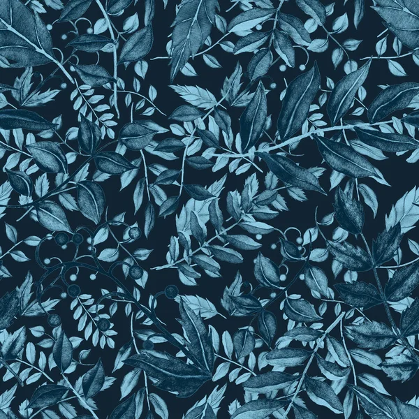 Aquarel Naadloos Patroon Met Vintage Bladeren Mooie Botanische Print Met — Stockfoto