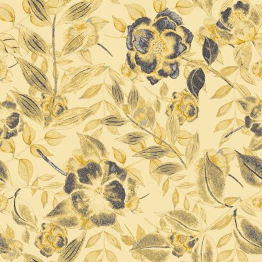 Çiçeklerle suluboya kusursuz desen. Klasik çiçek desenleri. Çiçeksiz desen. Botanik sanatı. Çiçek botanik koleksiyonu. Çiçek seti. Suluboya botanik tasarımı.