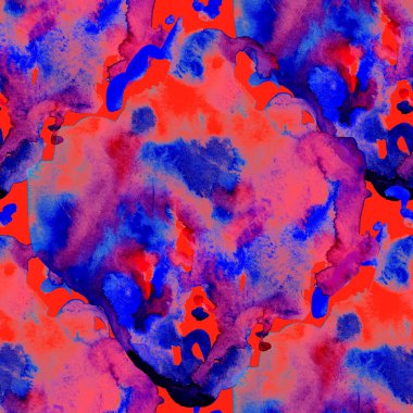 Suluboya, soyut, kusursuz desen. Parlak el yapımı elementlerle yaratıcı doku. Soyut renkli yazdırma.