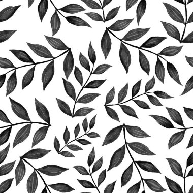 Vintage yapraklı suluboya desenli. Dekoratif tasarım için renkli yaprakları olan güzel bir botanik baskısı. Parlak bahar ya da yaz arkaplanı. Klasik düğün dekoru. Tekstil tasarımı.