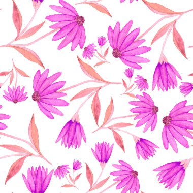 Çiçeklerle suluboya kusursuz desen. Klasik çiçek desenleri. Çiçeksiz desen. Botanik sanatı. Çiçek botanik koleksiyonu. Çiçek seti. Suluboya botanik tasarımı.