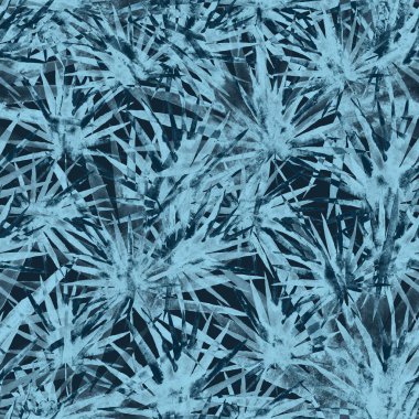 Renkli ve soyut tropikal yapraklı suluboya desenli. Egzotik bitkilerle dolu parlak yaz baskısı. Yaratıcı trend botanik tekstil tasarımı.