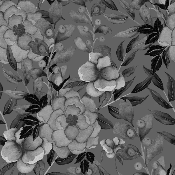 水彩画 花纹无缝 老式花纹 花无缝图案 植物学艺术 植物植物学藏品 结婚花束 水彩植物设计 — 图库照片