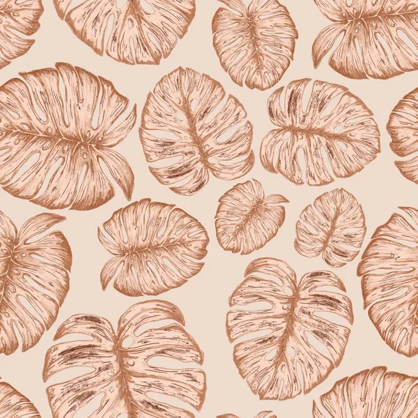 Υδατογραφία Αδιάλειπτη Μοτίβο Τροπικά Φύλλα Όμορφο Allover Print Χειροποίητα Εξωτικά — Φωτογραφία Αρχείου