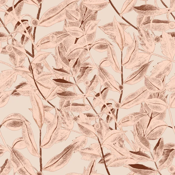 Υδατογραφία Αδιάλειπτη Μοτίβο Vintage Φύλλα Όμορφη Βοτανική Εκτύπωση Πολύχρωμο Φύλλωμα — Φωτογραφία Αρχείου
